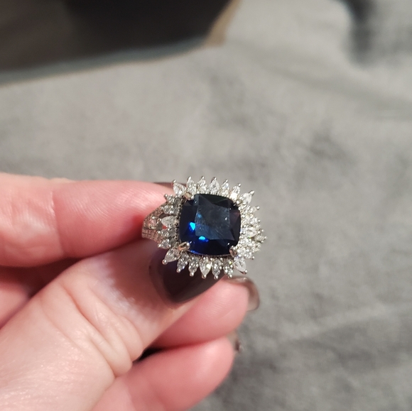 Ladies fashion blue sapphire & whsapphire ri.  New - Picture 11 of 12
